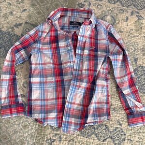Vineyard Vines Kids Plaid Shirt - Red, Blue, and White.